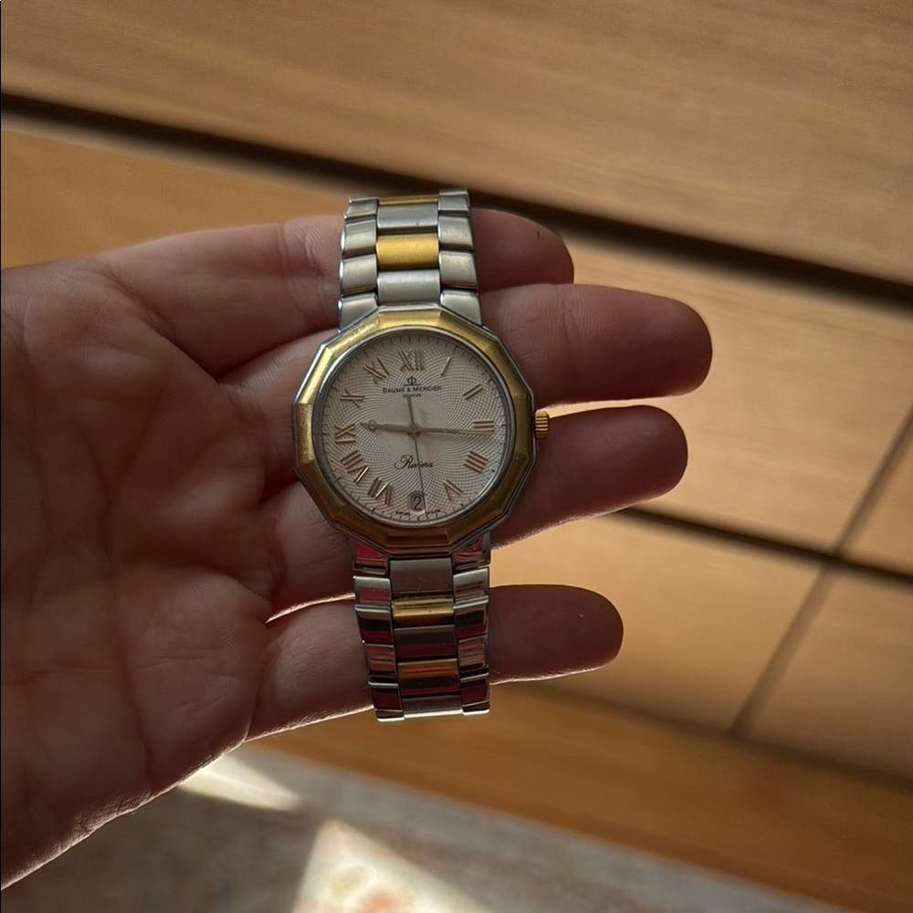 Baume & Mercier Silver and Gold Two-Tone Men's Watch